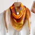 Mujer Primavera Pañuelo Pintura Óleo Cuadrado Chiffon Hebilla Magnética Elegante Bufanda - Rayos Radiantes
