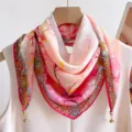 Elegante panuelo cuadrado de seda con estampado artistico para mujer, bufanda floral, 70cm. - Belleza Graciosa