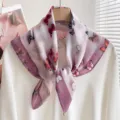 Foulard carre impression papillon coton lin style pastoral foulard mince pour femme. - Papillon Coloré - Violet