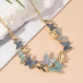 Colorful enamel butterfly necklace delicate metal chain pendant fashion detail view - Multicolor Butterfly Necklace (C24-046)