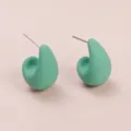 Close-up detail of mint green matte teardrop stud earrings, simple elegant minimalist style. - Mint Green (A24-216A)