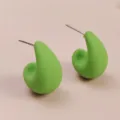 Minimalist green macaron teardrop stud earrings, simple chic daily wear jewelry for women. - Macaron Green (A24-216G)