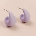 Detailed view of minimalist matte purple teardrop stud earrings, simple elegant everyday jewelry. - Light Purple (A24-216S)