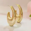 Minimalist chunky gold C-shaped hoop earrings, elegant and glossy fashion jewelry for women. - Gold Style (A24-218)