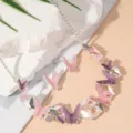 Pink purple butterfly necklace and earrings set variant, chic trendy fashion jewelry. - Pink and Purple Gradient Butterfly Set (C24-047)