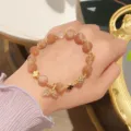 Exquisite orange moonstone crystal bracelet with mermaid tail charm for sweet daily wear style. - 1 Orange Moonstone