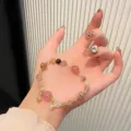 Crystal quartz beaded bracelet with cute bear pendant, sweet and stylish variant style. - Rutilated Quartz