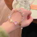 Crystal heart bead bracelet for women sparkling translucent sweet style jewelry gift accessory - 1 Pink Series
