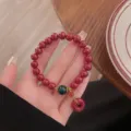 Bracelet de perles rouges avec pendentif boucle de sécurité, élégant style chinois bijoux. - Style Cinnabre Ping An Kou