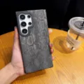 Detailed view of the dark gray snakeskin textured phone case, showing the premium texture. - Basic Magnetic / Galaxy S25 / Silver Gray