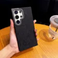 Black snake skin texture protective phone case designed for Samsung Galaxy Ultra models - Black
