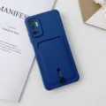Coque de téléphone en silicone bleue avec fente pour carte et support arrière. - Bleu foncé / REDMI NOTE11 4G
