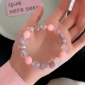 Sweet pink glass rose beaded bracelet for women, cute floral crystal jewelry for daily wear. - Simple Smoky Purple Floral No Pendant