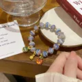 Glazed Beaded Bracelet with Blue Resin Charms Sweet Princess Style Variant Option - Starry Blue