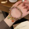 Sweet glazed rose bead bracelet with cute metal charms for women and girls daily wear stylish. - Rose Caramel Tea