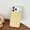 Transparent magnetic shell phone case detail featuring cute yellow polka dots and chic Korean style. - For iPhone 17 / Yellow Shell Texture Polka Dot