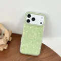 Green magnetic shell texture polka dot phone case detail, showing exquisite pattern design. - For iPhone 17 / Green Shell Texture Polka Dot