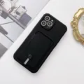 Black multifunction phone case with card holder slot and stand, compatible iPhone. - Black / iPhone 12