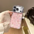 Floral tulip shell texture iPhone case detail view, pink protective phone cover for women. - iPhone 17 / Shell Pink Tulip