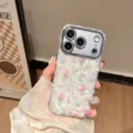 Pearlescent shell texture tulip floral phone case with camera protector for iPhone. - iPhone 17 / Shell White Tulip