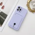 Lavender purple silicone phone case detail showing card slot and ring stand on clean white background. - Purple / iPhone 12