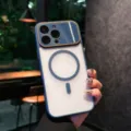 Magnetic matte phone case with camera window protector compatible with iPhone series - For iPhone 17 / Titanium Blue