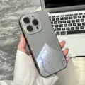 Glossy electroplated glass phone case for iPhone, full coverage drop-proof hard back cover. - Titanium Gray