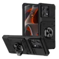 Funda protectora negra resistente con soporte de anillo y cubierta de cámara para MOTO. - Negro / MOTO edge60Fusion