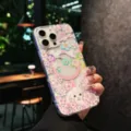 Transparent magnetic phone case with laser cherry blossom and cute bunny design for iPhone. - iPhone 17 / Cherry Blossom Rabbit