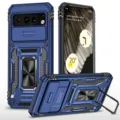 Funda de teléfono azul resistente con cubierta deslizante para cámara y soporte Pixel. - Pixel 10 Pro XL / Azul marino