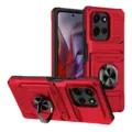 Funda protectora resistente a los golpes con soporte de anillo y ranura para tarjetas. - Rojo / MOTO G 5G 2025