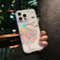 Detailed view of transparent magnetic cherry blossom phone case showcasing delicate floral art. - iPhone 17 / Sakura Magpie