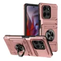 Funda protectora robusta con soporte de anillo y tarjetero en oro rosa muy duradera. - Rosa
