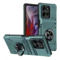 Funda protectora robusta para Motorola Moto G con soporte de anillo y ranura para tarjetas. - Verde / MOTO G 5G 2025