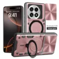 Funda protectora magnética resistente para OnePlus 13 5G con soporte y cubierta de cámara oro rosa. - Rosa oro / OnePlus 13R