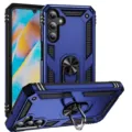 Funda protectora azul resistente para teléfono con soporte y armadura pesada detalles - Modelo: A17 / Azul