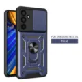 Θήκη προστασίας για Samsung M55 5G με συρόμενο κάλυμμα κάμερας και βάση δακτυλίου μπλε. - Για M55 / Μπλε