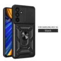 Προστατευτική θήκη για Samsung M55 5G με βάση δακτυλίου και συρόμενο κάλυμμα κάμερας. - Για M55 / Μαύρο