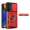 Ανθεκτική θήκη κινητού για Samsung M55 5G με συρόμενο κάλυμμα κάμερας και δαχτυλίδι κόκκινο. - Για M55 / Κόκκινο