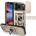 Funda protectora resistente con cubierta de cámara deslizante y anillo para iPhone 17 Pro Max oro - Dorado