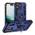 Rugged military armor phone case with ring stand, heavy duty drop protection for iPhone. - iPhone 17 Pro Max / Blue