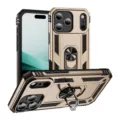 Heavy duty armor phone case for iPhone with ring kickstand rugged protective cover black gold - iPhone 17 Pro Max / Gold