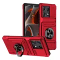 Fundas protectora armadura roja resistente con soporte anillo y ranura tarjeta MOTO - Rojo / MOTO edge60Fusion