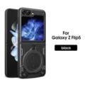 Robustes schwarzes Magnet-Handyhülle mit integriertem Ständer für Galaxy Z Flip5 faltbar. - Cooles Schwarz