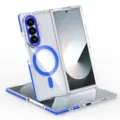 Transparente Magnetische Handyhülle für Klapphandy mit blauem Kamerarahmen und MagSafe Ring. - Blau Doppelfarbe Transparent Magnetisch Serie
