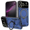 Robustes Magnet Schutzhülle mit Ringhalter und Linsenschutz für verschiedene iPhone Modelle. - Blau / iPhone 17 Pro Max