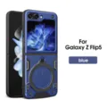 Detailansicht der blauen robusten Magnet-Handyhülle mit Ringhalter für Galaxy Z Flip5. - Saphirblau