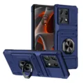 Funda de teléfono resistente con ranura para tarjetas y soporte de anillo para protección. - Azul / MOTO edge60Fusion
