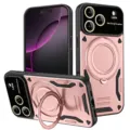 Robustes magnetisches Schutzhülle mit Ringständer und Kameraschutz für iPhone Detailansicht - Rosa