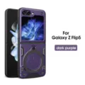 Magnetische Schutzhülle mit Ringhalterung kompatibel mit Samsung Galaxy Z Flip5 dunkel - Z Flip7 Vertikal Klappbar / Dunkelviolett